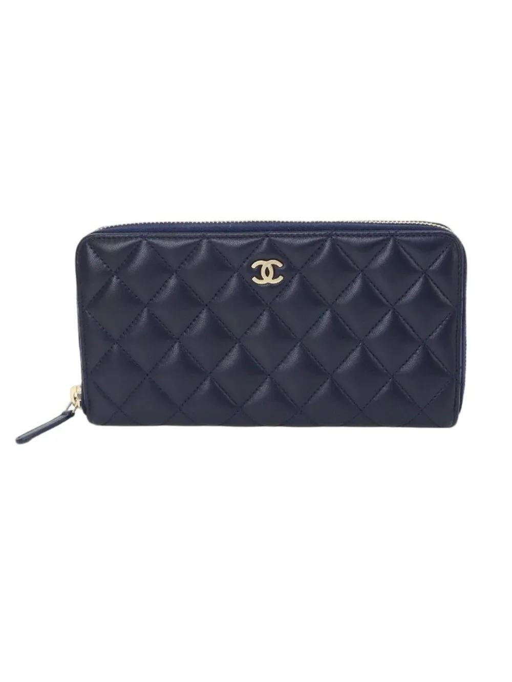 Chanel Quilted Classic Long Zip Wallet Zip Around Lambskin